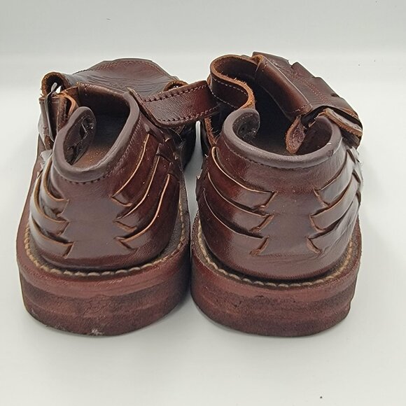 Don Chuy Brown Leather Fisherman Sandals With Buckle Closure & Embossed Design - Picture 8 of 16